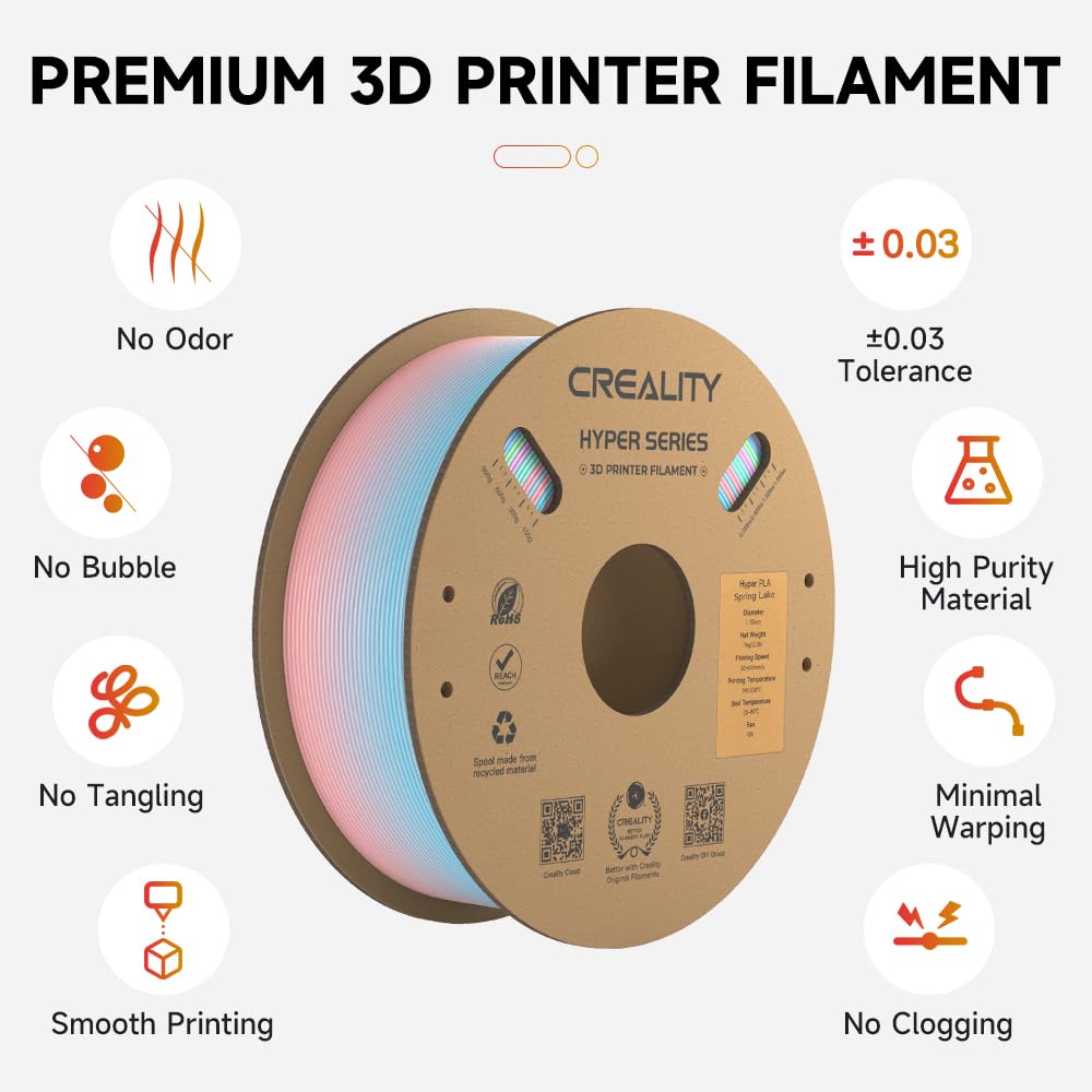 Creality - Filamento oficial de impresora 3D, filamento de impresión 3D de ácido poliláctico para impresión de alta velocidad, duradero y resistente, suave, precisión dimensional +/-0.02 mm, carrete