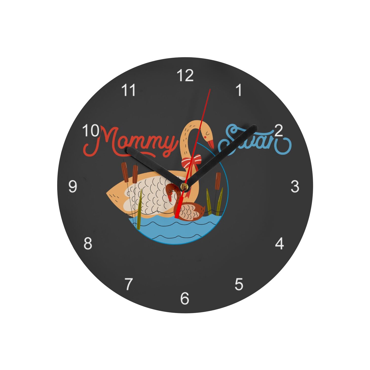 Horloge murale en verre cygne decoration chambre bebe et salon cosy 20cm