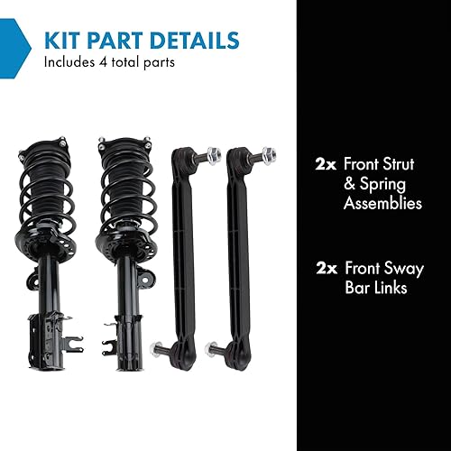 Miniatura 1031 de TRQ Kit de suspensión delantera, conjunto de amortiguadores y resortes, barra estabilizadora, enlace estabilizador compatible con Chevrolet