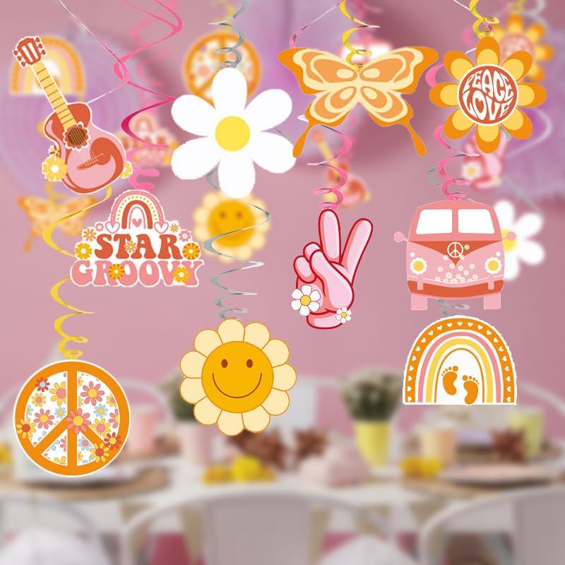 Miniatura 2 de Decoraciones de fiesta Groovy, Kaluofan 40 piezas, dos decoraciones de cumpleaños geniales, decoraciones de fiesta boho para Groovy One Boho