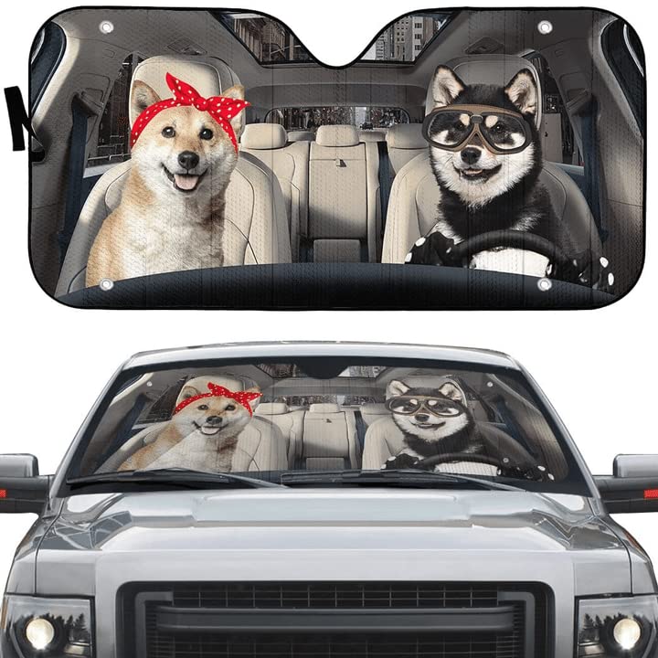 Pare soleil voiture universelle pliable Shiba Inu haute protection UV