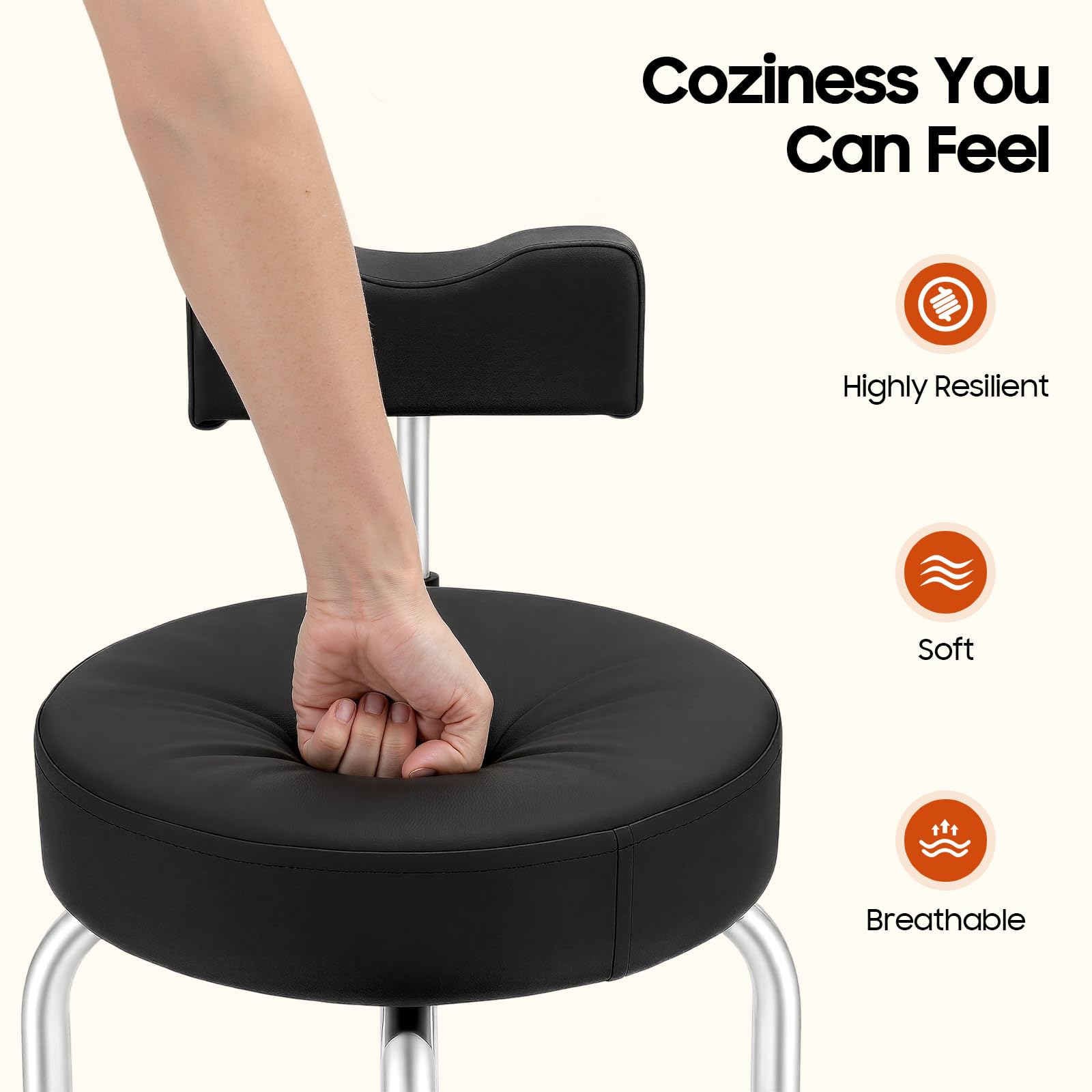 Sgabello per pedicure, con poggiapiedi, altezza regolabile 10 kg, carico massimo, cuscino comfort in poliuretano e piedi antiscivolo, per salone di manicure pro e uso domestico