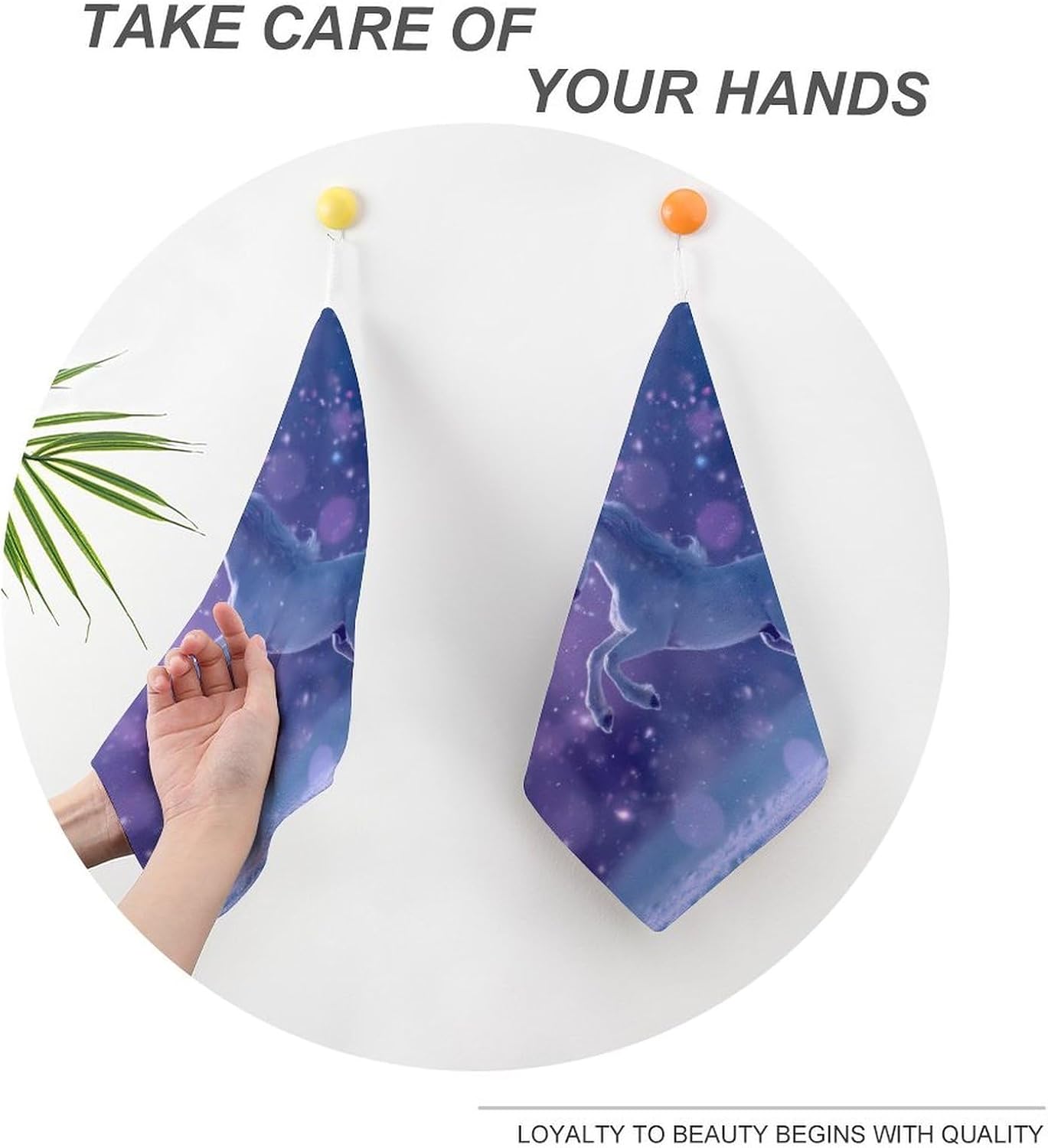 Horse Butterfly Microfiber Hand Towels for Bathroom Soft Absorbent Bath Kitchen Towel with Hanging Loop 4PCS