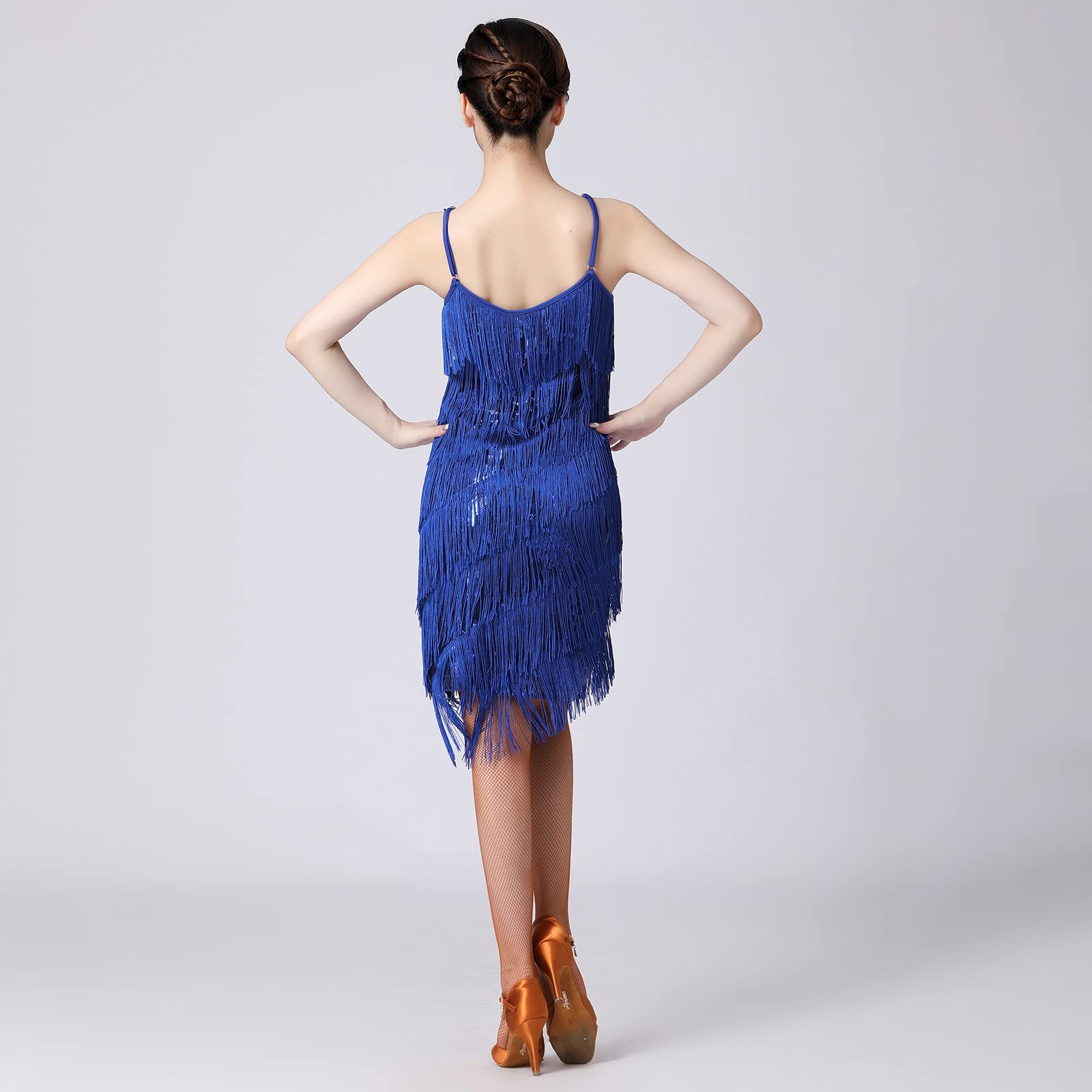 FYMNSI Robe garçonne à paillettes pour femme – Style rétro Gatsby des années 1920 – Robe de cocktail, de danse latine, salsa, samba, rumba, tango, rave, espace