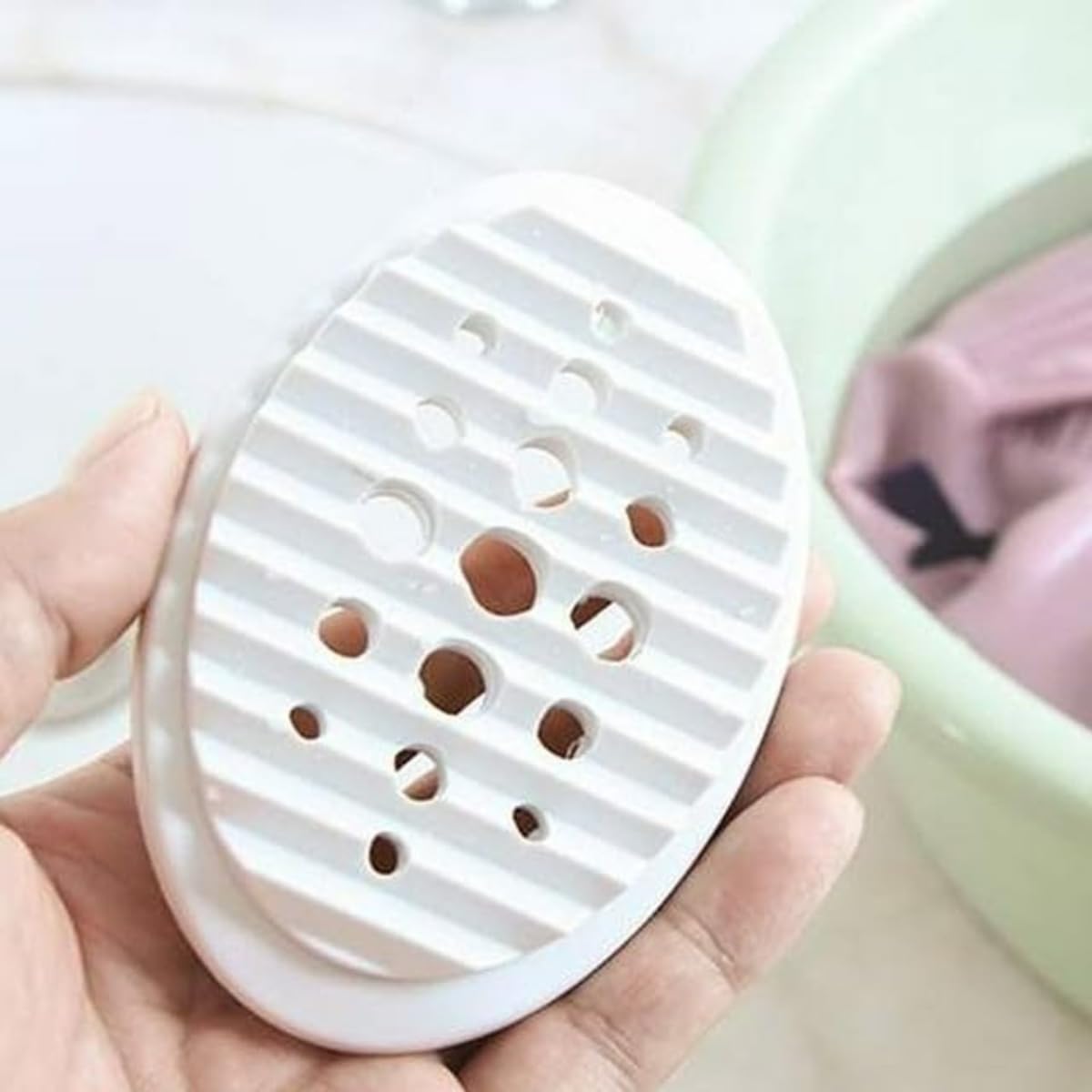 SwissHome Silicone Soap Holder Tray with Drain Holes - Self-Draining Non-Slip Stand for Shower, Bathroom, and Kitchen (Single Pack, White) 4