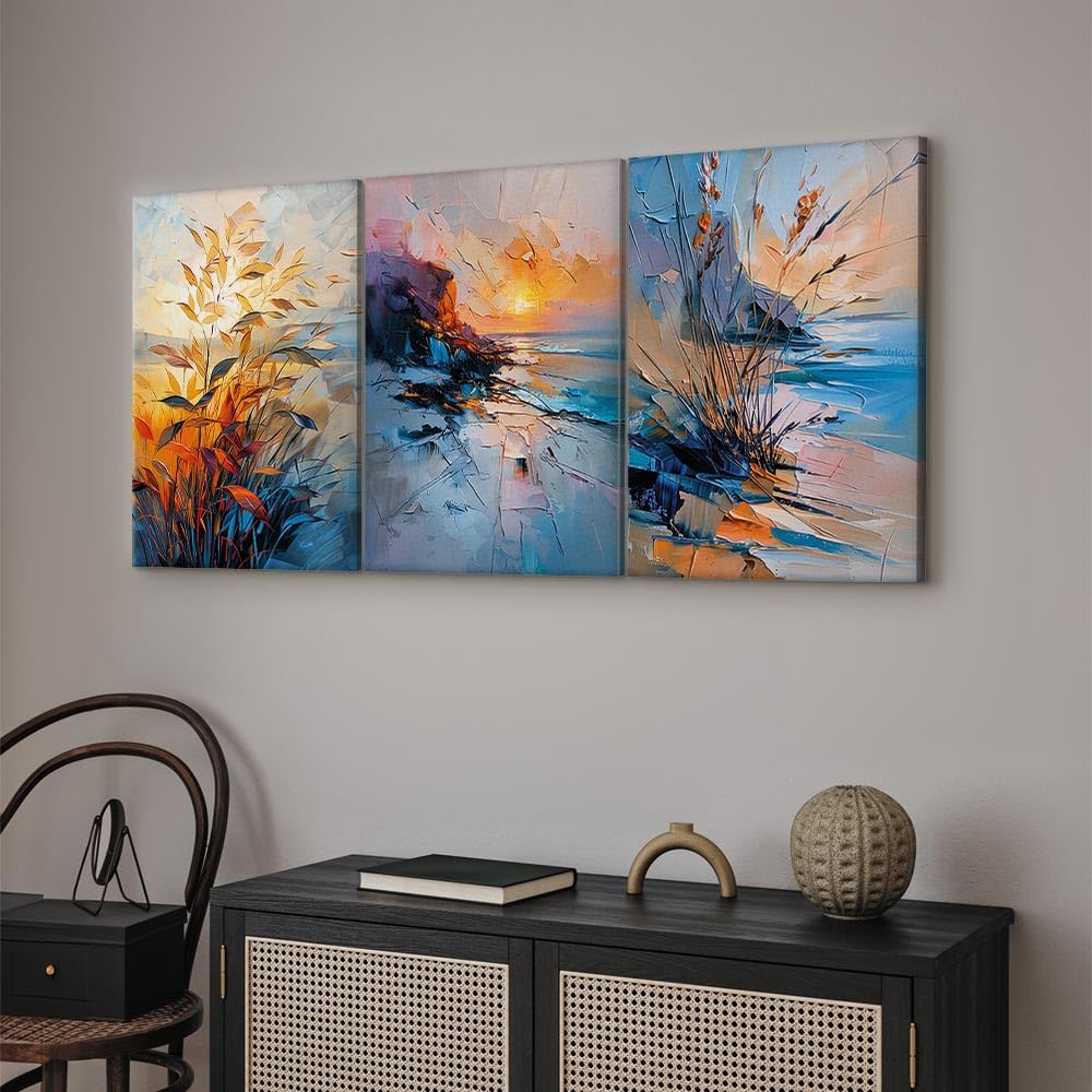 murando - Leinwandbild Set Akustik-Wandbilder 3er, 180x90 cm, 3-teilig | Hochwertige Leinwand, sofort aufhängbar, ideal fürs Wohn- oder Schlafzimmer, wasserfest und lichtecht, langlebig, stilvoll
