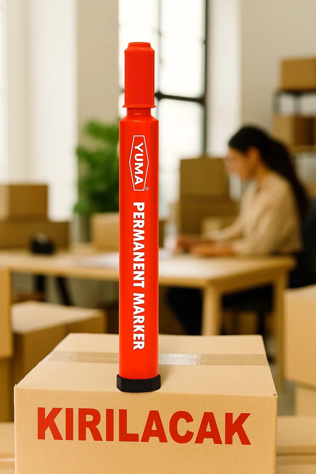 Proalet Yuma Koli Kalemi, Alkol Bazlı Mürekkep, 3 mm Yuvarlak Uçlu, Permanent Marker, Tüm Yüzeyler İçin, Suya Dayanıklı, Hızlı Kuruyan, Endüstriyel Kalem (Kırmızı, Adet, 1)