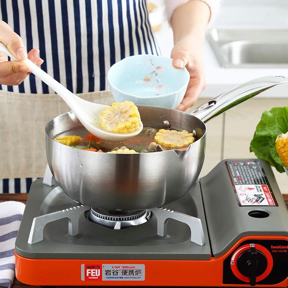 Chocolate Milk Pan Stainless Steel Pan Butter Sugar Melting Pot Yukihira Saucepan, Traditional Japanese Yukihira Pot Stainless Steel Saucepan Milk Sauce Pan (8.6 inch 3 Quart)