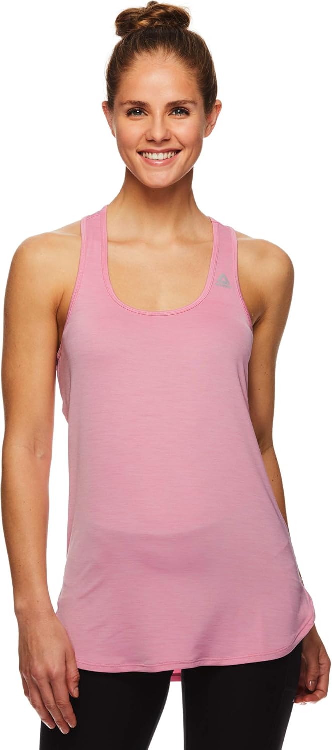 Reebok Women's Running & Workout Tank Top - Dynamic Fitted Performance Racerback Active Gym Shirt - Dynamic Cashmere Rose, Large