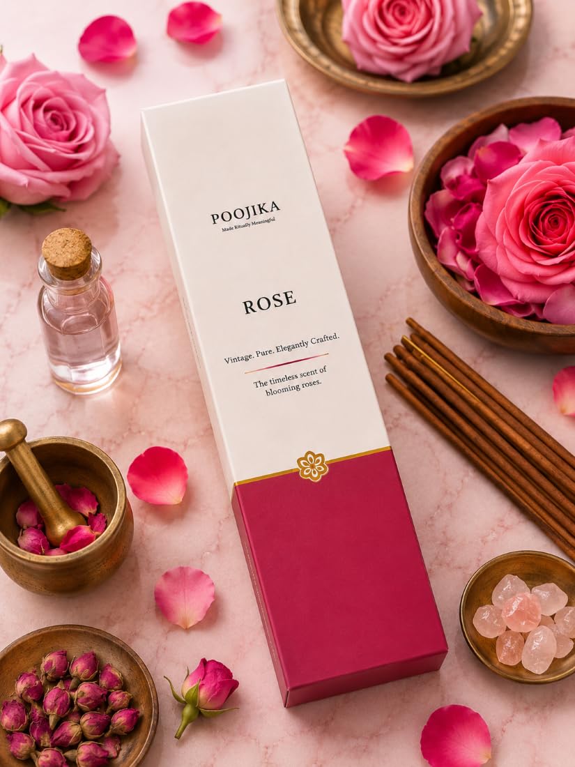 Rose Fragrance Incense Sticks, Long-Lasting Natural Agarbatti 40 Sticks | Charcol Free, Hand Made,-image-37
