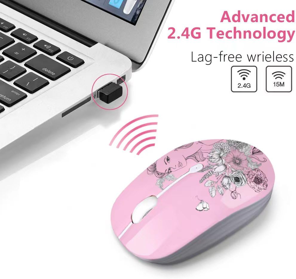 JUHOO Wireless Mouse with Nano Receiver for PC, Laptop, Notebook, Computer, MacBook, Less Noise, Portable Mobile Optical Mice - 4