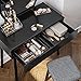 VASAGLE Vanity Table, Makeup Vanity Desk with Rounded Mirror, 2 Drawers, Vanity Set with Upholstered Stool, for Bathroom, Bedroom, Black URDT11BK