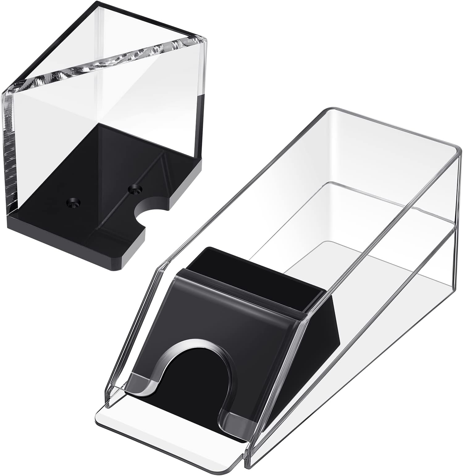 Honoson Blackjack Shoe and Discard Tray Clear Acrylic Blackjack Dealing Shoe Card Dispenser for Playing Cards Discard Holder Trays for Blackjack Game Poker Accessories (4 Deck)