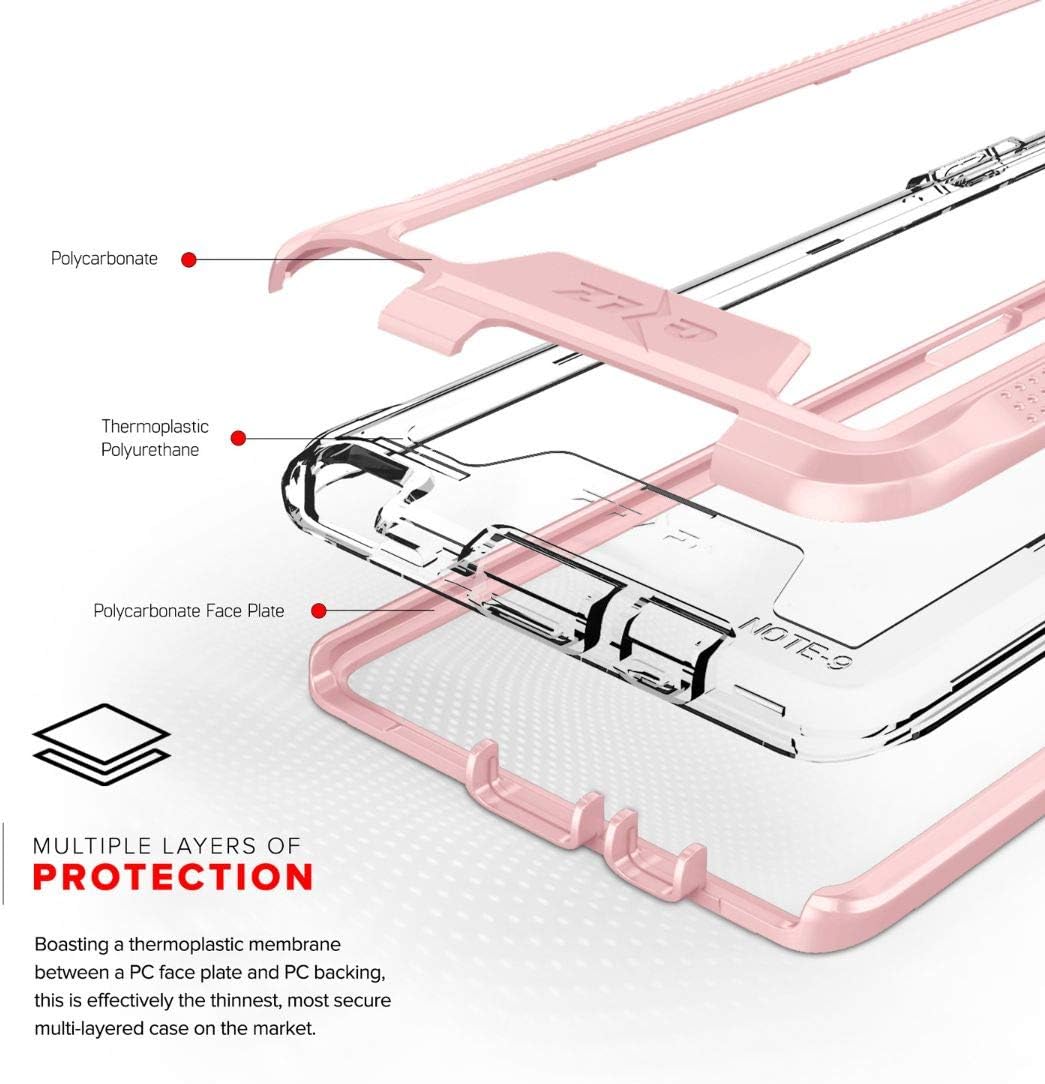 Zizo ION Series Compatible with Samsung Galaxy Note 9 Case Military Grade Drop Tested with Tempered Glass Screen Protector Rose Gold Clear