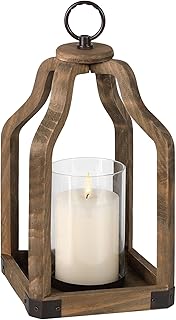 Rustic Wood Lantern Candle Holder for Farmhouse Decor - Indoor and Outdo...