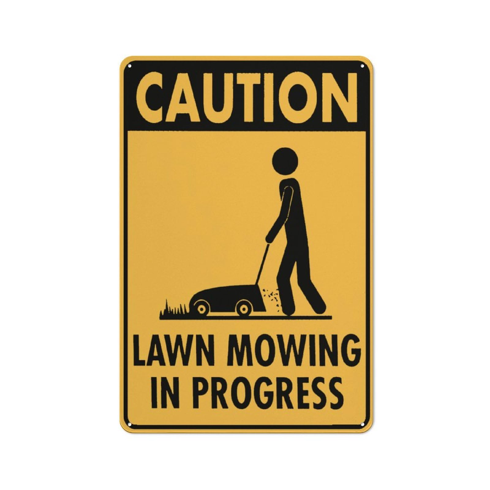 Caution Lawn Mowing In Progress Sign 12X8 Inches Metal Aluminum Signs, Weather Resistant, Weatherproof, Indoor Or Outdoor