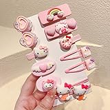 12 Pieces Kitty Kawaii Hair Clips for Girls Cartoon Girl Hair Accessories,Cute Things for Teen Girl Gifts (pink-1)