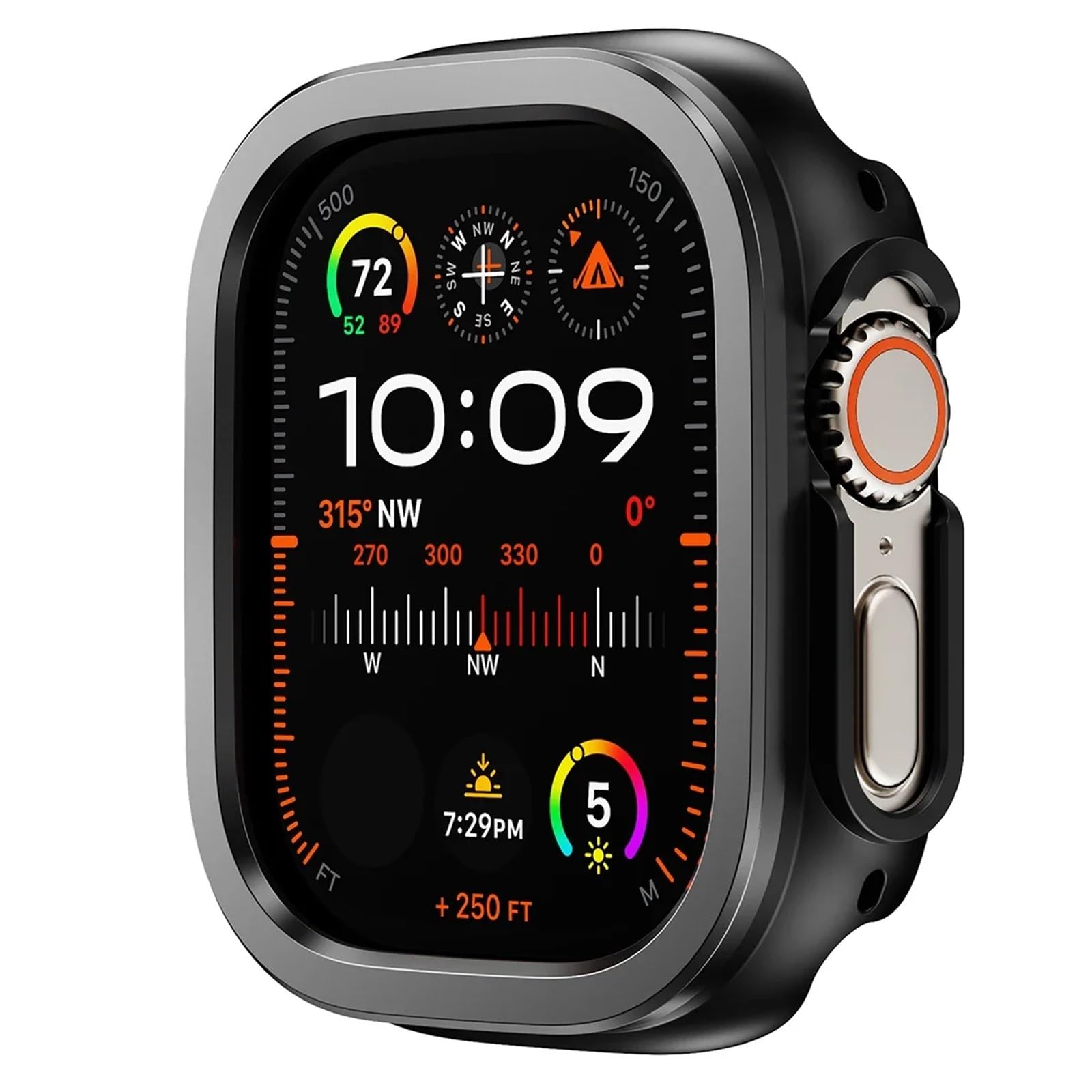 CZKE 2-in-1-Schutzhülle aus Aluminiumlegierung und TPU für Apple Watch, 49 mm, 45 mm, 41 mm, Metallschutz für iWatch Ultra 2, Serie 9, 8, 7, 44 mm, Grau