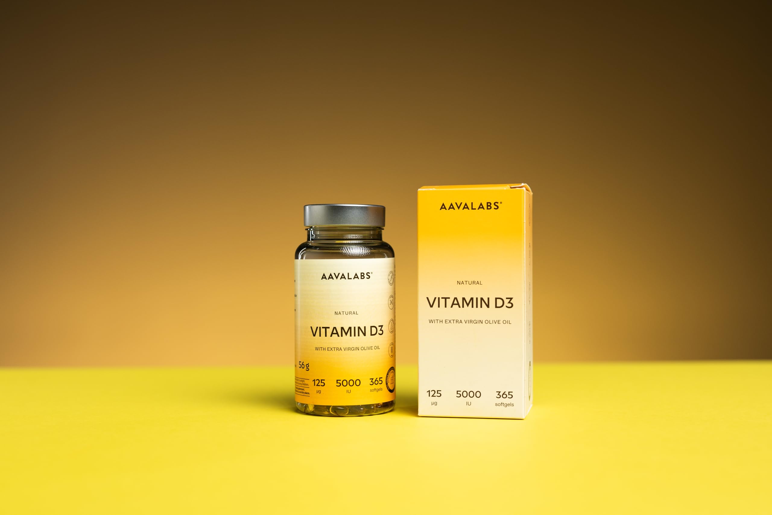 Vitamine D3 Naturelle Haute Concentration 5000 UI - Vitamine D avec Huile d’Olive Extra Vierge pour Absorption Optimale - Vitamines pour les Fonctions Osseuse, Musculaire, Immunitaire - 365 Gélules