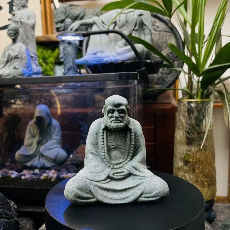 Miniatura 2 de livelyfish Decoraciones de Buda para acuario zen, estatua de Buda para decoración del hogar, estatua de Buda de piedra de meditación para escultura