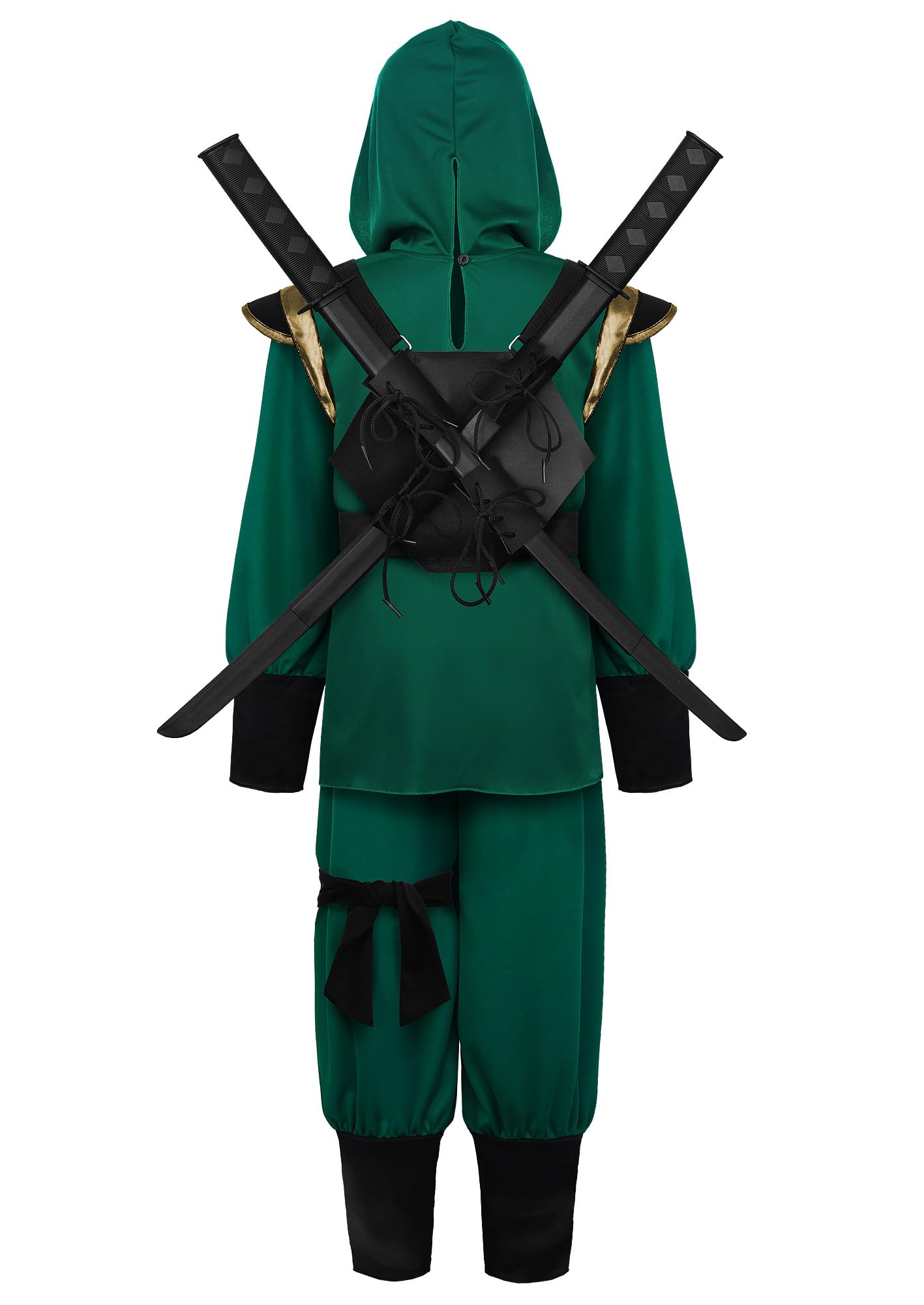 ReliBeauty Costume da ninja verde per bambini con accessori Ninja Deluxe
