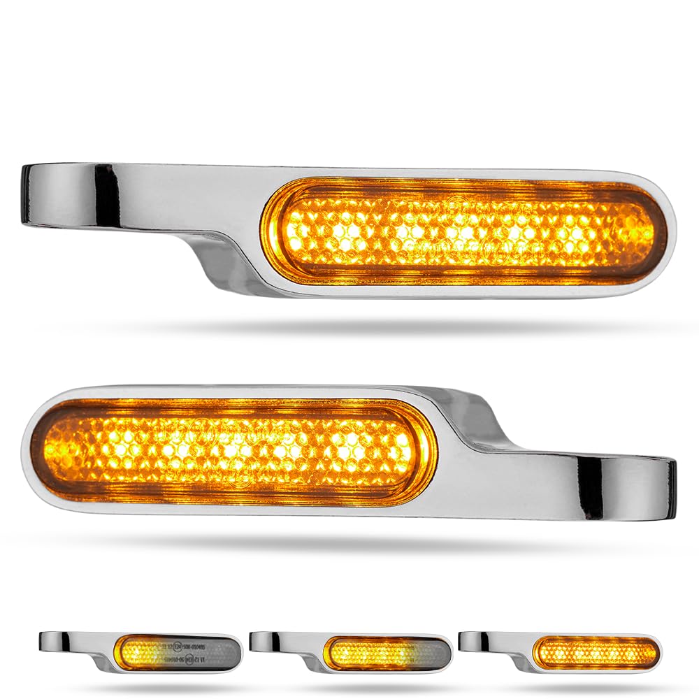 Handlebar LED Turn Signals Sequential Mini Motorcycle Blinkers Front Light Universal Compatible with Harley Sportster Dyna Honda Shadow Vulcan Road