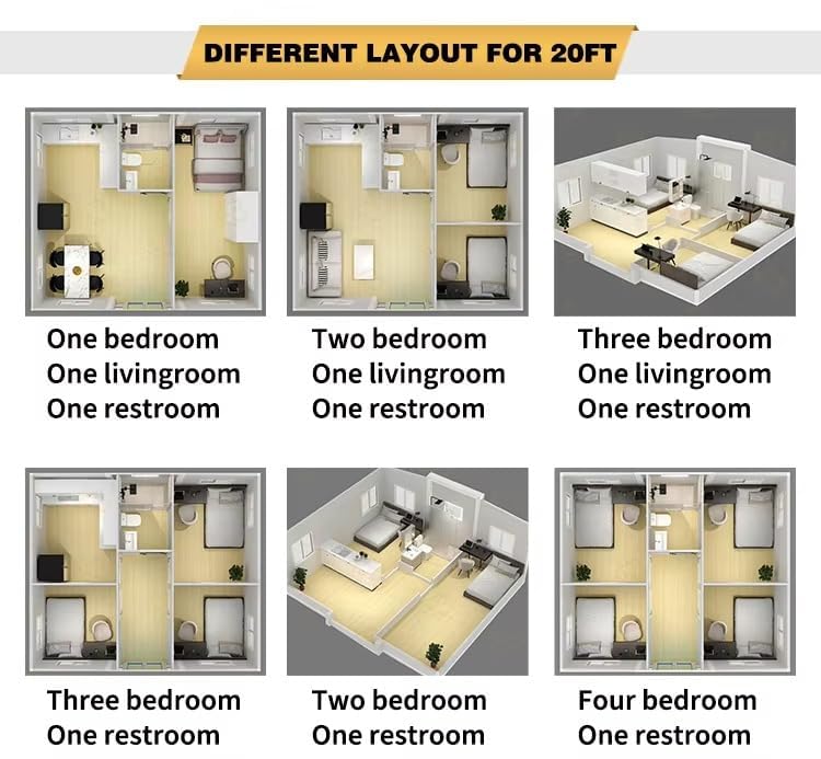 Portable Prefab Tiny Home for Sale – 20ft/40ft Expandable Folding Container House with 2–4 Bedrooms,Full Bathroom &Kitchen|Mobile Modular Prefabricated Tiny House to Live in for Adults,Office,Vacation - Image 6