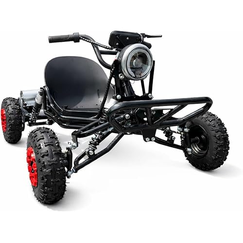 Zyliathor Electric Go Kart Adults/Kids - 48V 2000W Motor 12-31MPH, 6'' All-Terrain Tires, 10.4Ah(12+Mi), 440lbs Capacity, 3-Speed Modes LED Lights & Charger (Black)