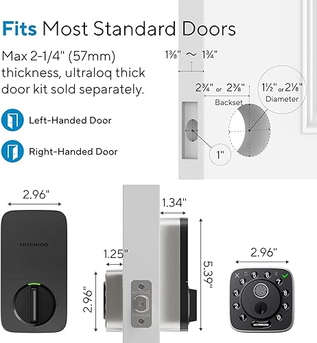 Miniatura 9 de ULTRALOQ Bolt Fingerprint WiFi Smart Lock, funciona con Apple Home, Siri, Alexa, entrada sin llave 8 en 1 con identificación de huellas dactilares,