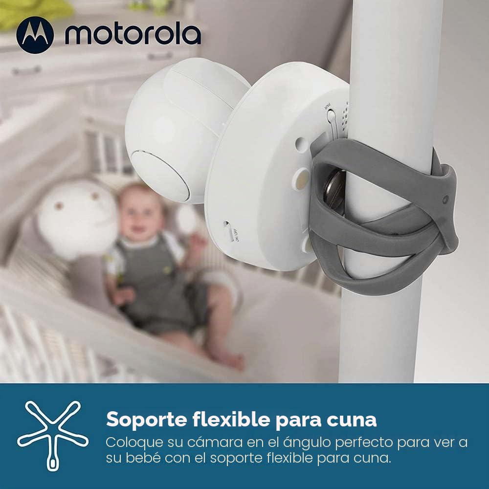 Motorola Nursery VM55 - Cámara Babyphone - Visión nocturna - Pantalla LCD de 5 pulgadas - Inalámbrica - Monitorización de temperatura - Sistema de comunicación bidireccional blanco