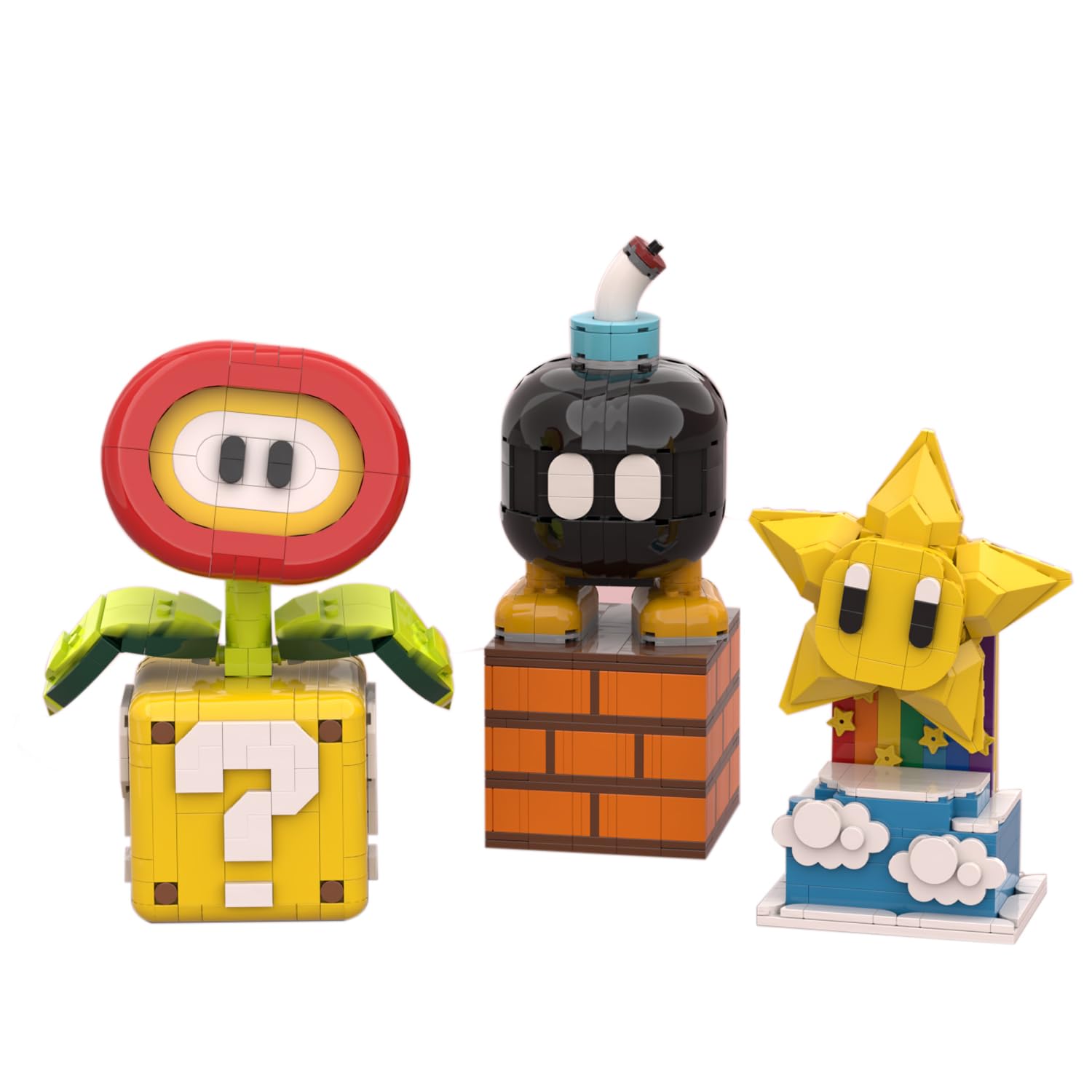 Jeamoc Piranha Plant, Bob-obm, Super Stars Building Block, 1037pcs Creative Piranha Plant Building Block Set