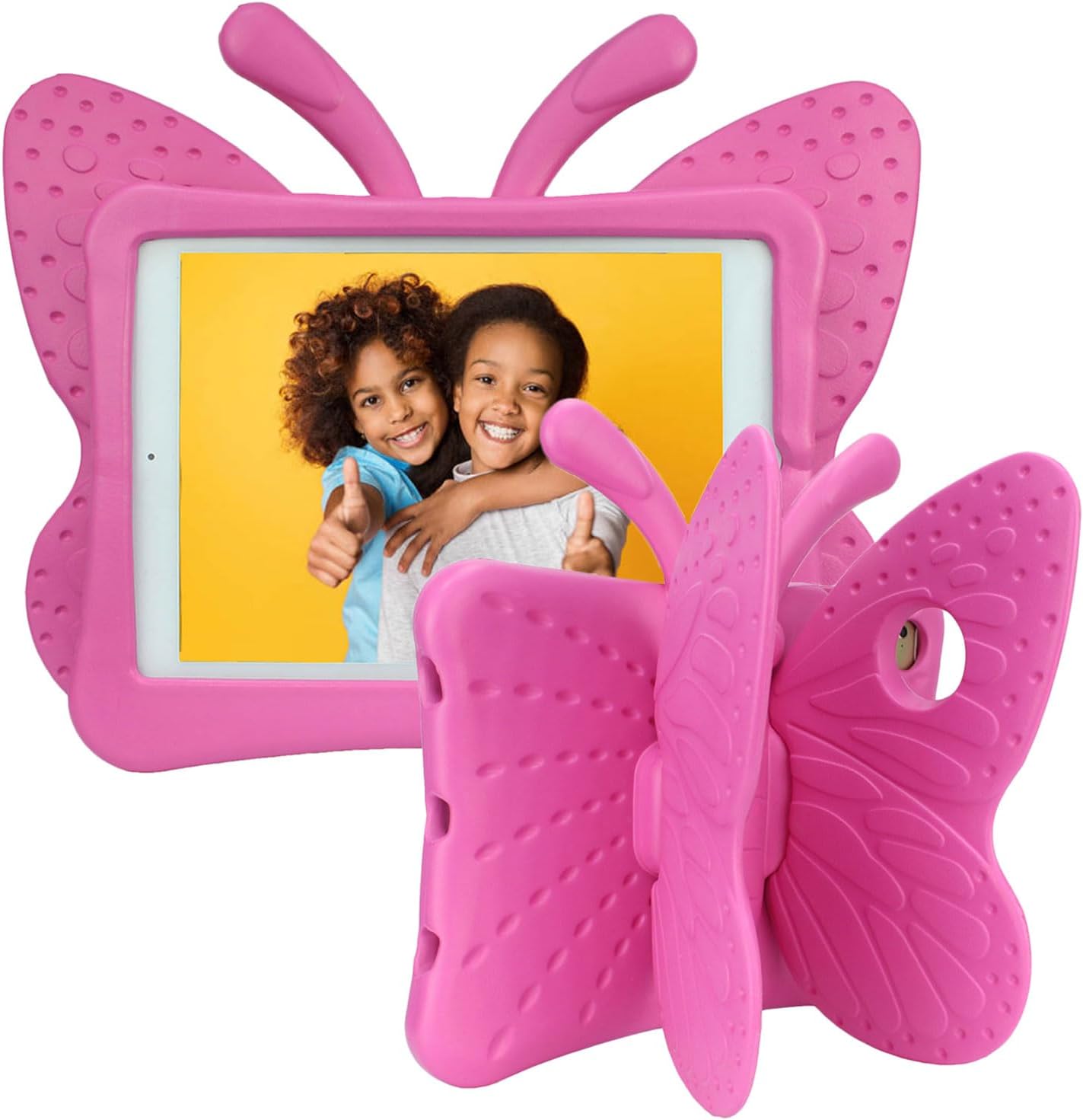 Tading iPad 6th Generation Case for Kids, iPad Air 2 Kids Case, Kids Proof EVA Foam Protective Stand Cover for iPad 9.7 inch 2017/2018 for Girls - Cute Butterfly, Rose