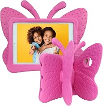 Kids iPad 6th Generation Case, iPad 5th Generation Case, iPad Air 2 Case for Kids,Cute Butterfly Shockproof EVA Foam Super Protection Stand Cover for 9.7" iPad Air/Air 2 iPad 2017/2018 - Rose