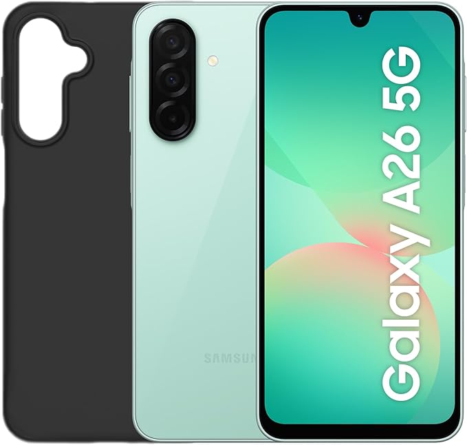 Samsung Galaxy A26 5G con Black Cover, Smartphone con Funzioni intelligenti e 3 anni di Garanzia del produttore, 6GB RAM, 128GB, 5.000 mAh, memoria espandibile, Mint