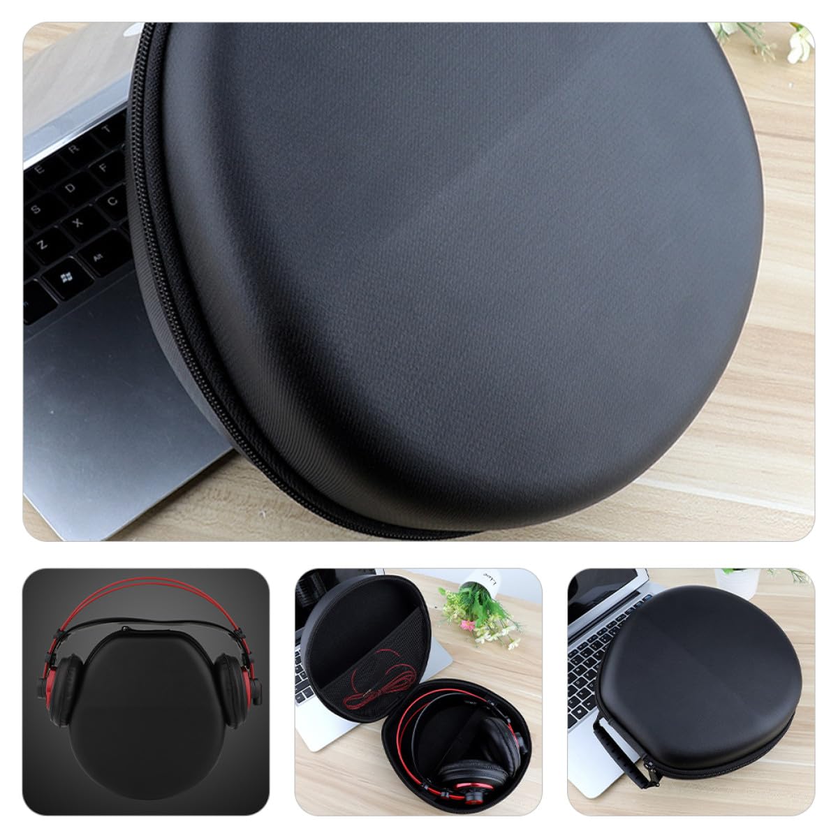 Gadpiparty Borsa per Cuffie Portatili in Pu Custodia per Auricolari Cerniera Borsa per Riporre Cuffie e Cavi Trasporto Leggero e Protetto Design Semplice e Dimensioni Adeguate
