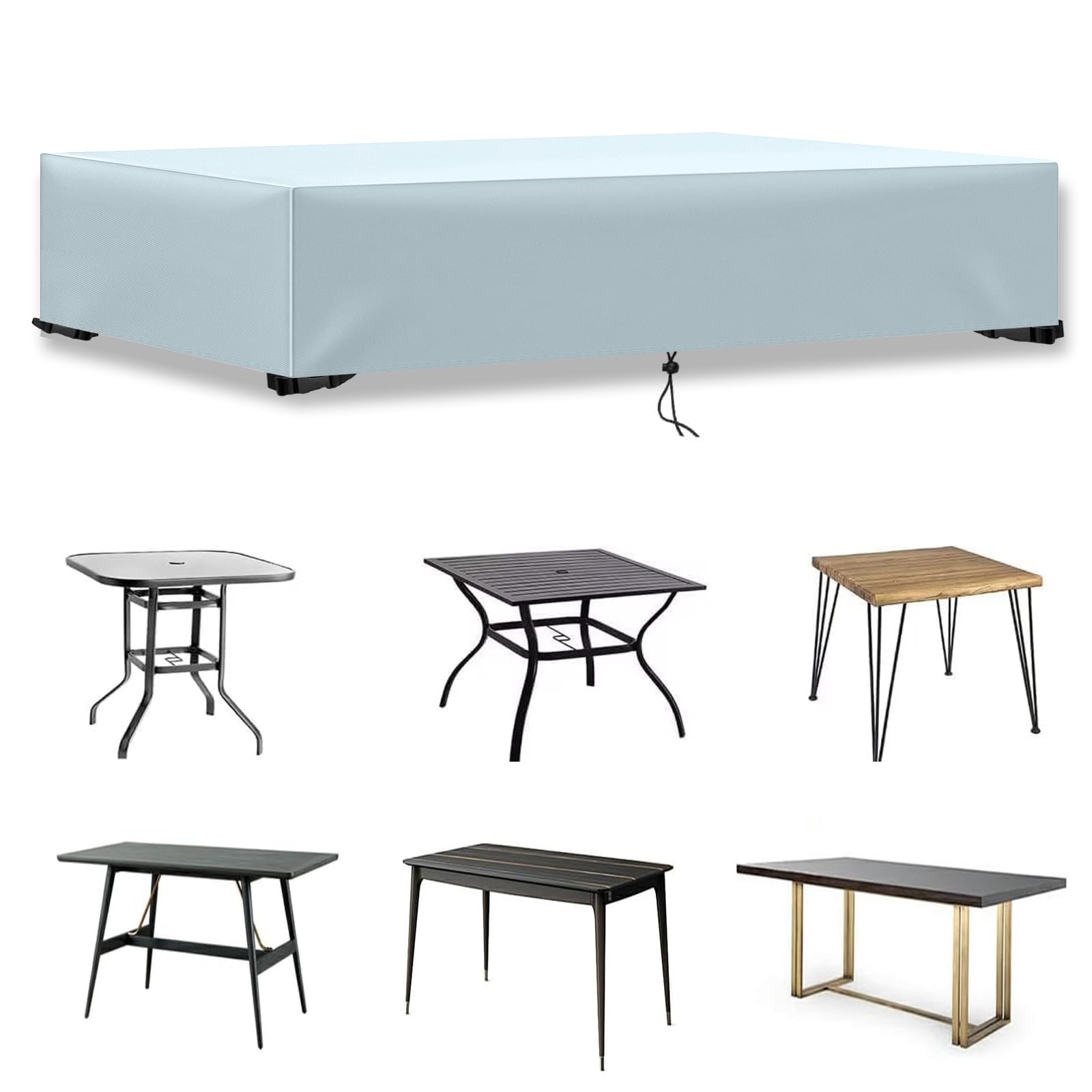 Funda para Muebles de Jardín, Rectangular Cubierta Mesa Jardín Resistente Desgarro 420D Oxford Impermeable protección contra el frío, Funda Muebles Exterior Funda Protectora Silla, Gris -150x70x20cm