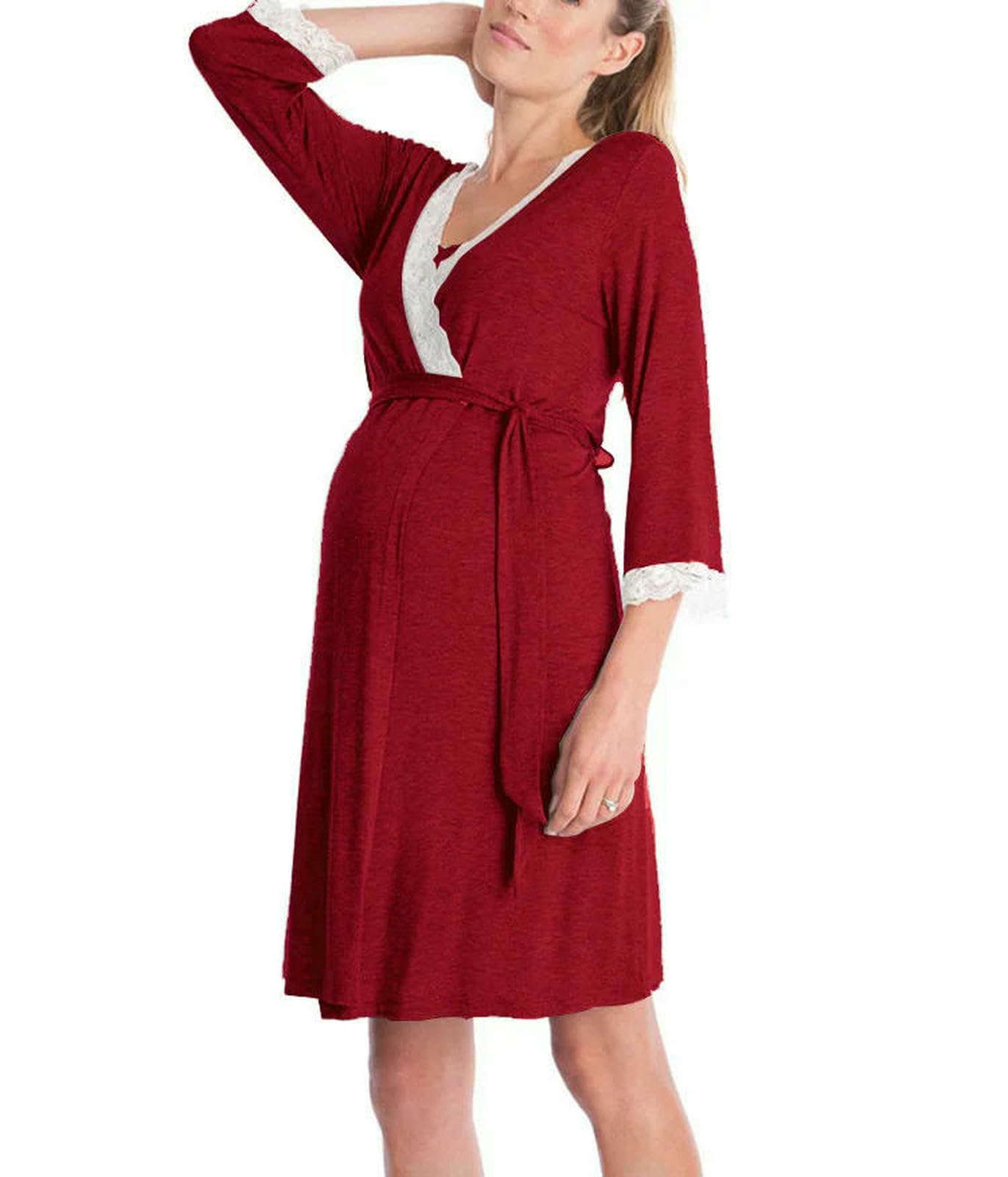 Maternità Consegna Pjs Maternità Robe Camicia da Notte Donne Incinte Allattamento Biancheria da Notte Pizzo Indumenti Da Notte Pigiama Vestito Gravidanza Vestiti