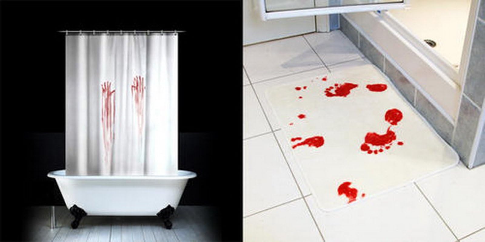 Enllo Bloody Bath Shower Curtain+blood Bath Mat, Blood Bath Set!