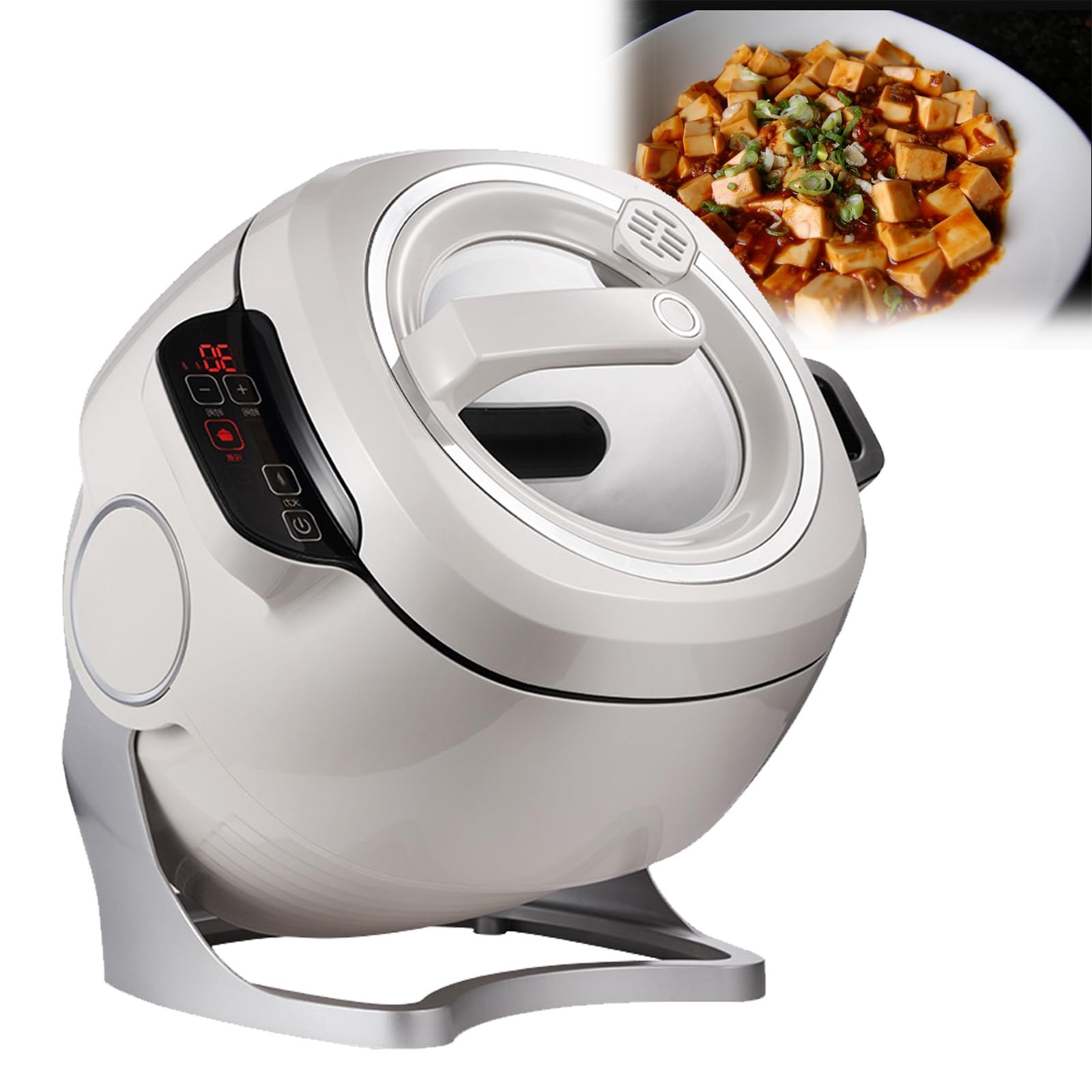 Cuiseur automatique, wok 2000 W 6 L, démarrage intelligent A-Click, trois vitesses réglables, rotation automatique à 360°, for sautés, ragoûts, avec Smart Touch
