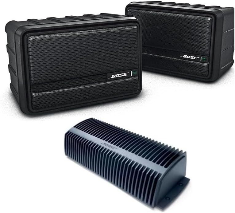 USAV Bundle – Bose 151 Outdoor Speakers (Pair, Black) with Bose SA-3 Stereo Amplifier & Bluetooth Adapter
