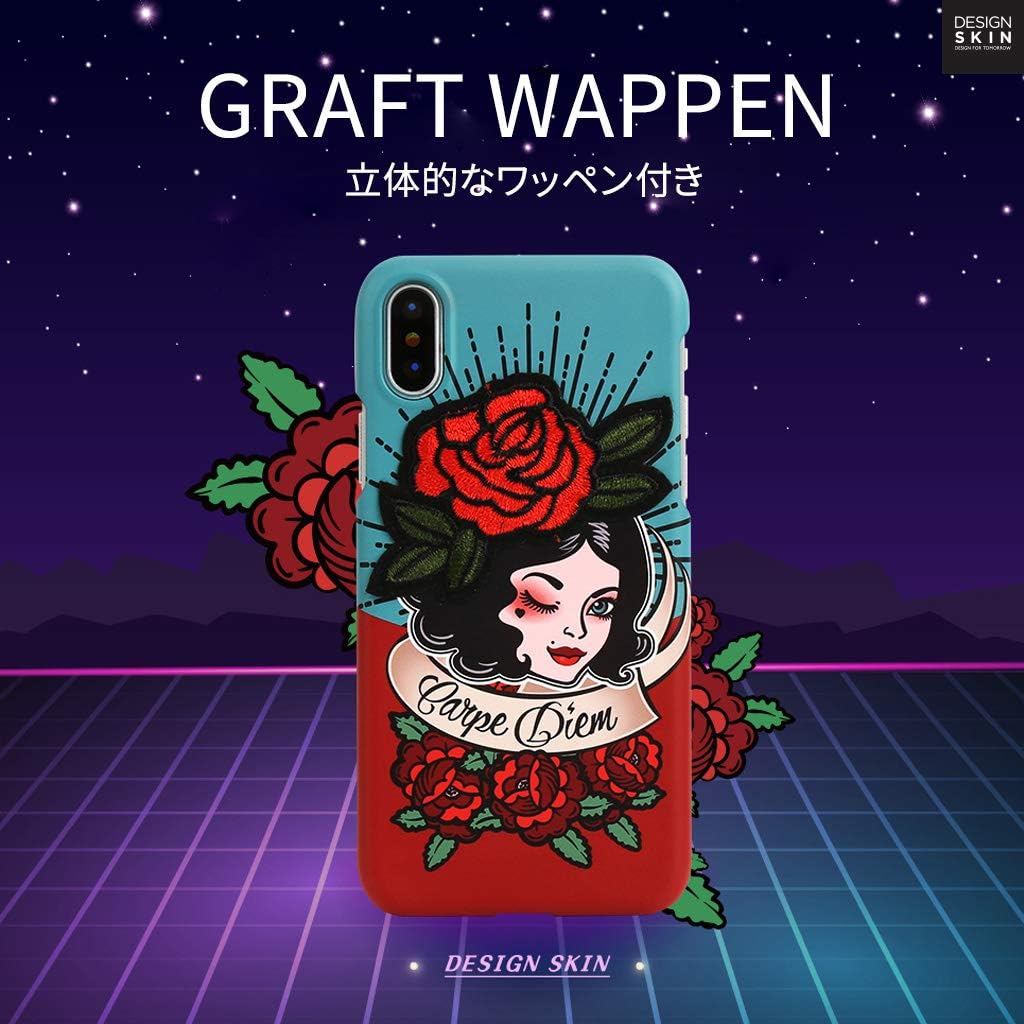 Design Skin GRAFT Wappen DSK14715i65 iPhone Xs Max Case, 6.5-Inch iPhone Cover, Supports Wireless Charging, Carpe Diem/Rose