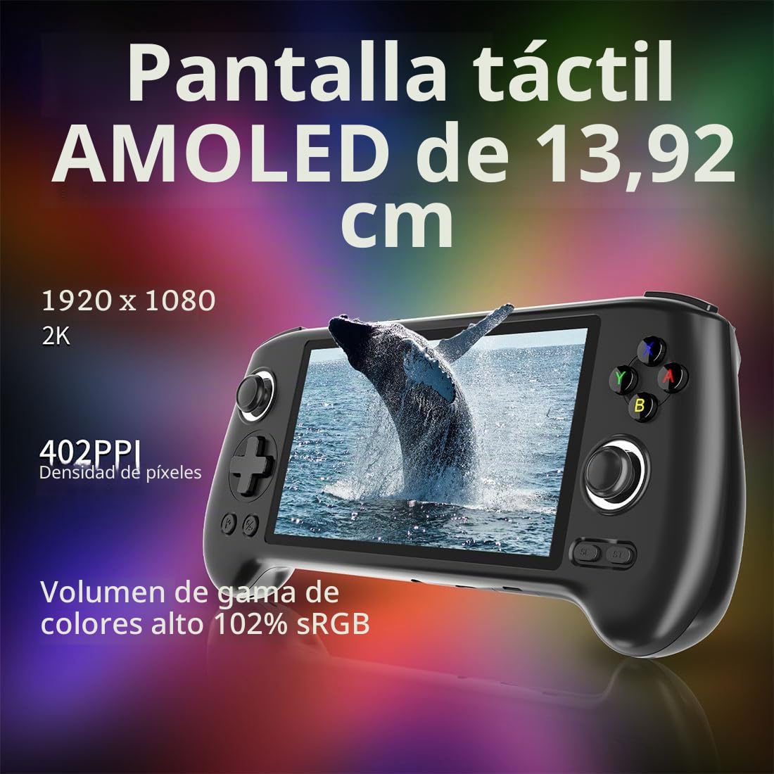 RG556 - Consola de juegos de mano retro Android de 5.48 pulgadas, consola de juegos retro portátil, sin juegos en tarjeta, color negro