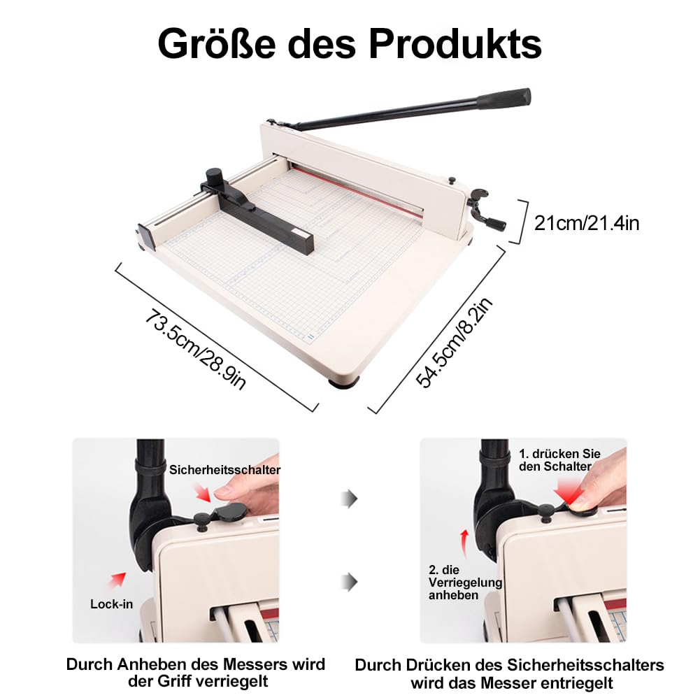 Taglierina impilabile professionale A3, taglia carta guillotina, 400 fogli, taglierina impilabile Heavy Duty con doppia protezione di sicurezza per tagliare carta, pelle, PVC, tessuto non tessuto