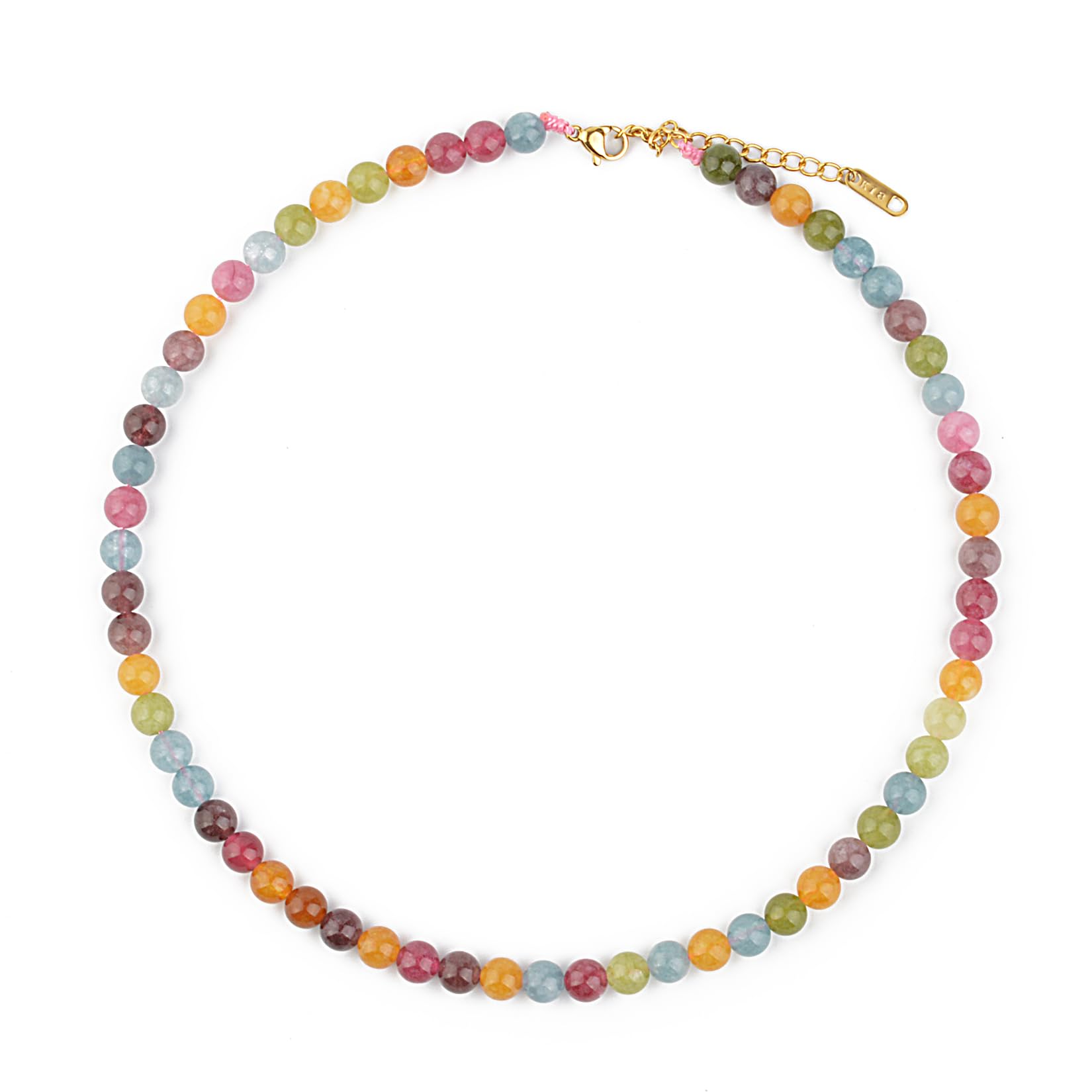 KIKILA KIKLA Semi Precious Stone Beaded Choker Necklace 18K Gold Plated Natural Stone Strand Necklace Short Necklaces for Women