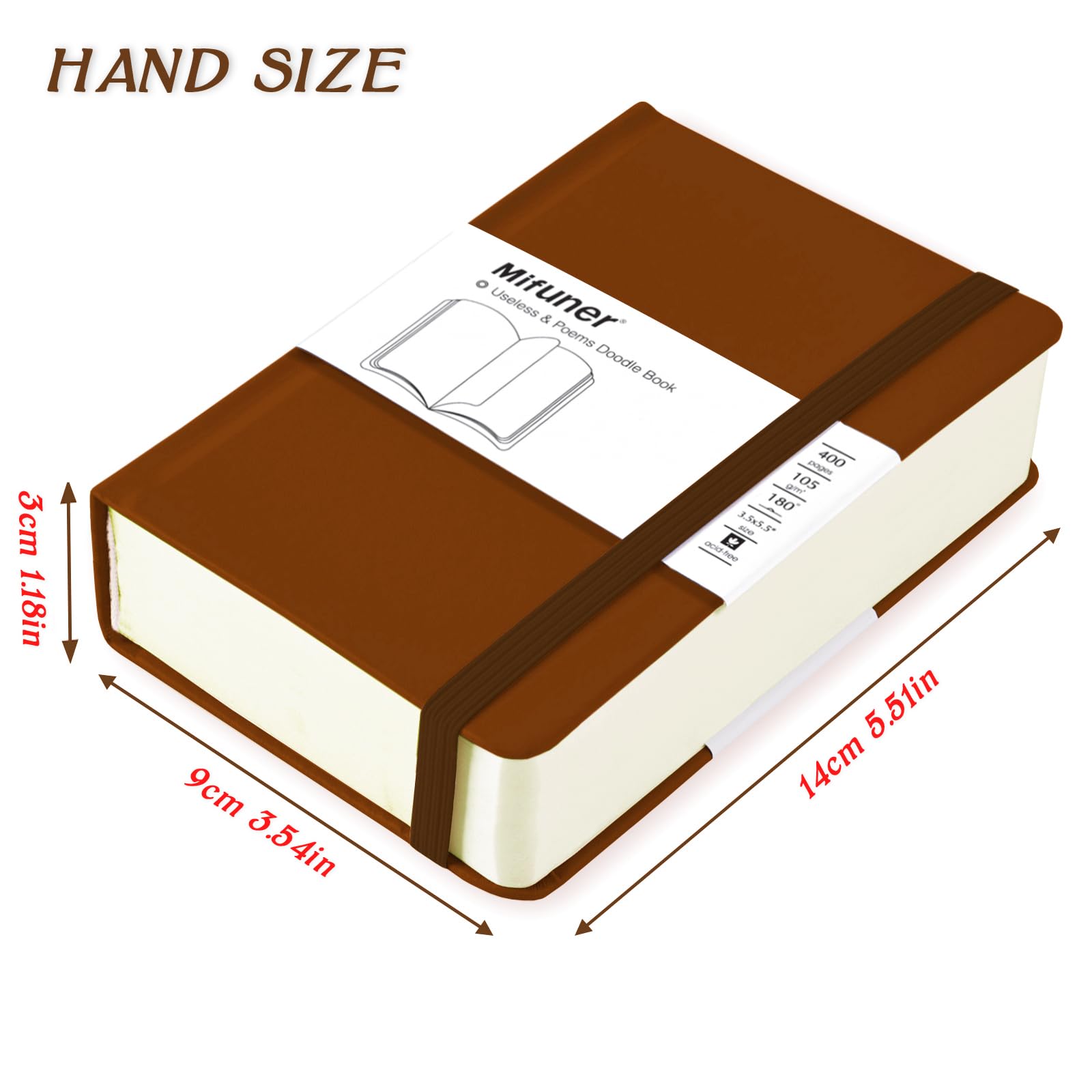Mix Media Block, 8,9 x 14 cm, kleines Hardcover-Skizzenbuch, Leder, 105 g/m², 200 Blatt/400 Seiten, säurefrei, künstlerisches Malen, Zeichnen, Skizzieren, Schreibpapier, handliches Taschenbuch