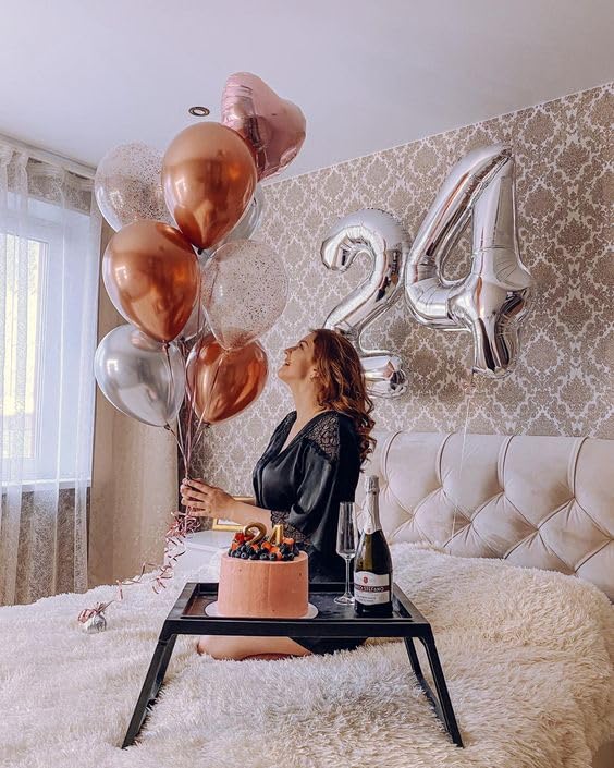 Image of Silver 4 Balloon, Number Balloons 40 Inch, 4th Silver Party Decorations, Four Large Numbers for Party Decor, Number 4 Balloon