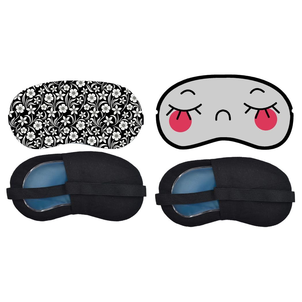 Aoxeria Monochrome Floral Pattern, Blushing Sleepy Face Sleeping Mask Combo, Soft Comfortable Light-Blocking Eye Cover for Women, Men & Kids, Reusable Blindfold for Night Sleep, Nap (Pack of 2)-picture-11