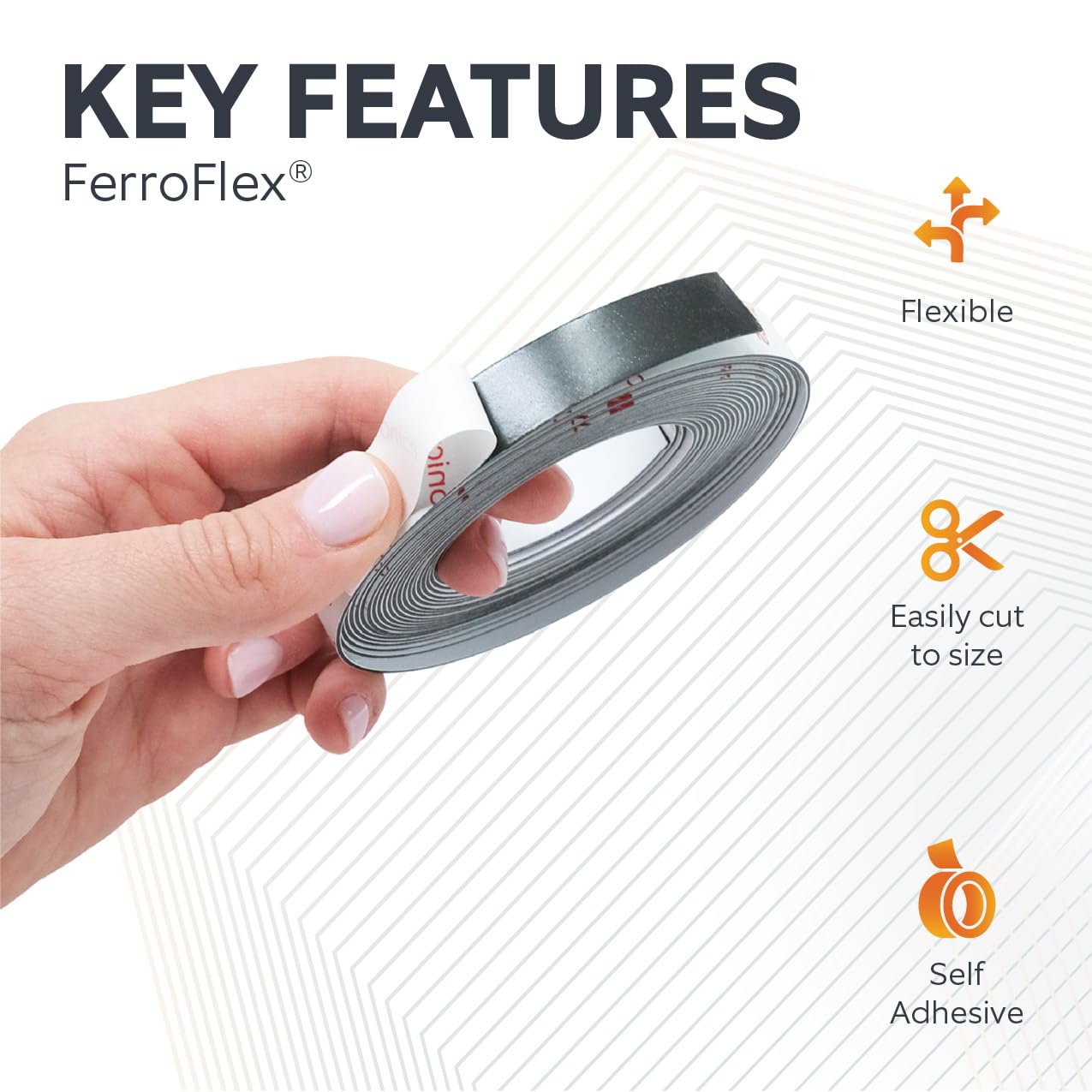 Ferroflex® 12,5mm Largo 3 M Di Autoadesiva E Lucida Striscia Ferrosa Bianca Per Pareti, Ufficio, Casa E Creazione Di Magneti Di Superfici Istantanei Attiveranno A 5 Metri Di Lunghezza