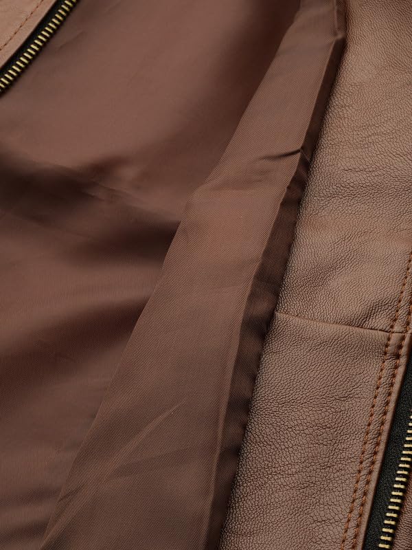 Image of Leather Retail Brown Jacket For Women's