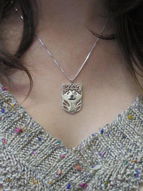 925 Sterling Silver Japanese Akita Inu Necklace Gift For Dog Lovers Dog Necklace Pet Jewelry Dog Memorial Dog Keepsake Pet Rare Handmade Personalized Animal Jewelry Unique Anniversary Custom Jewelry
